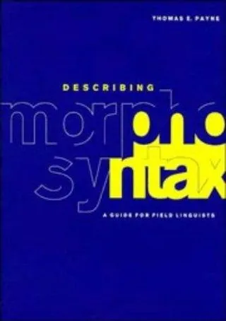 Describing Morphosyntax: A Guide for Field Linguists 封面